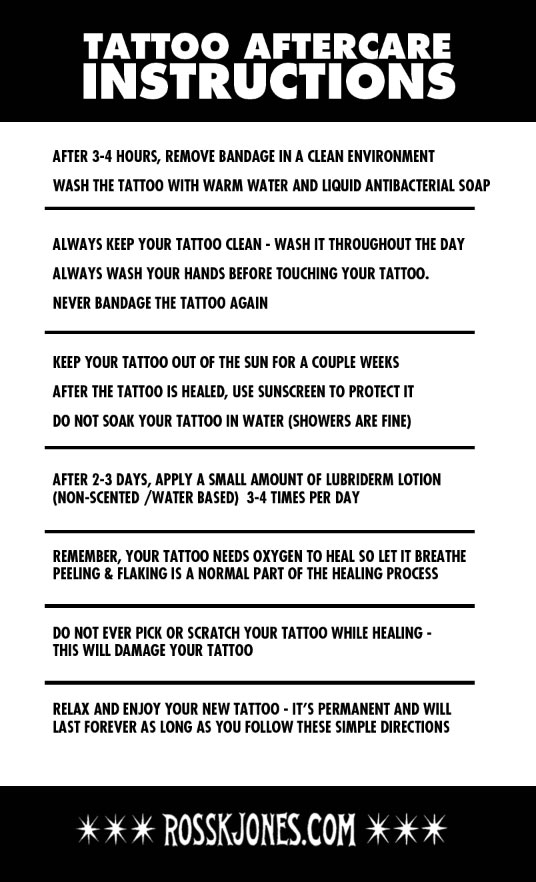 Printable Tattoo Aftercare Instructions