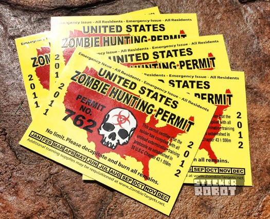 zombie hunting stickers printed by stickerobot