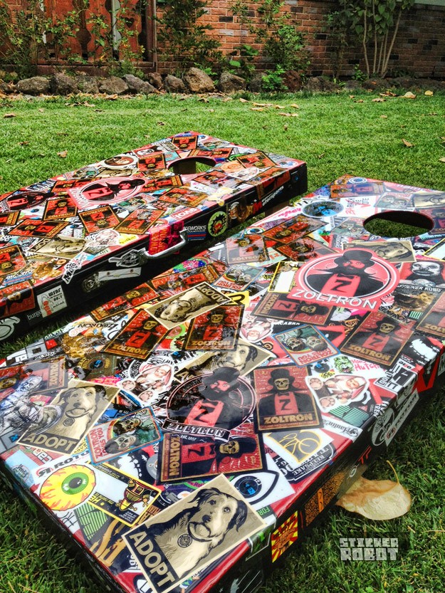 sticker covered lawn games