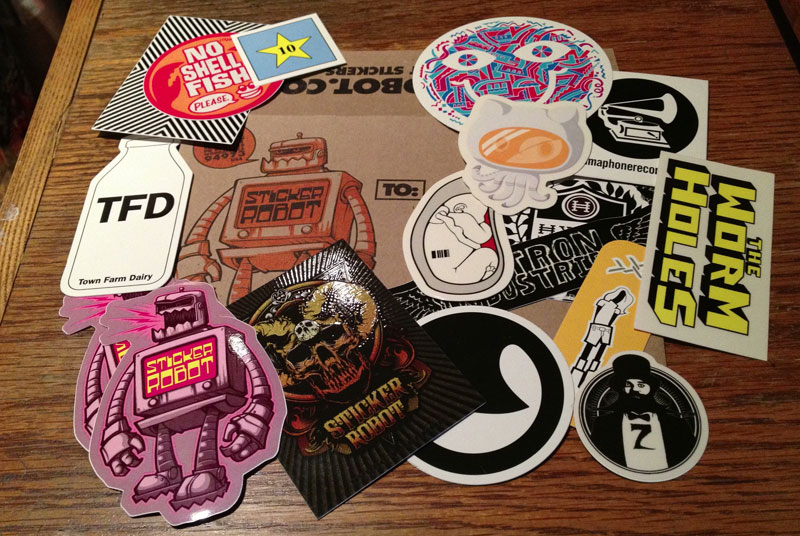 an envelope full of diecut vinyl stickers