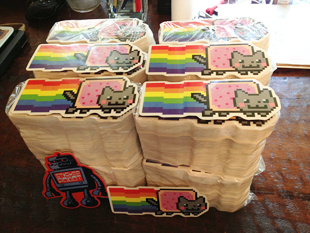 Stacks of Nyan Cat Diecut Vinyl Stickers