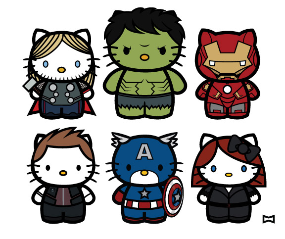 die cut stickers hello kitty avengers