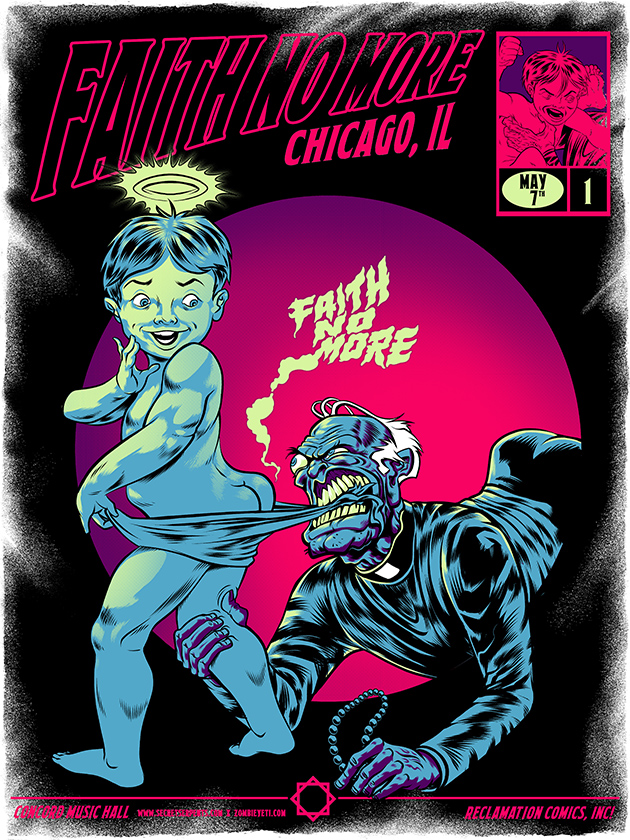 Faith No More gig poster by Zombie Yeti