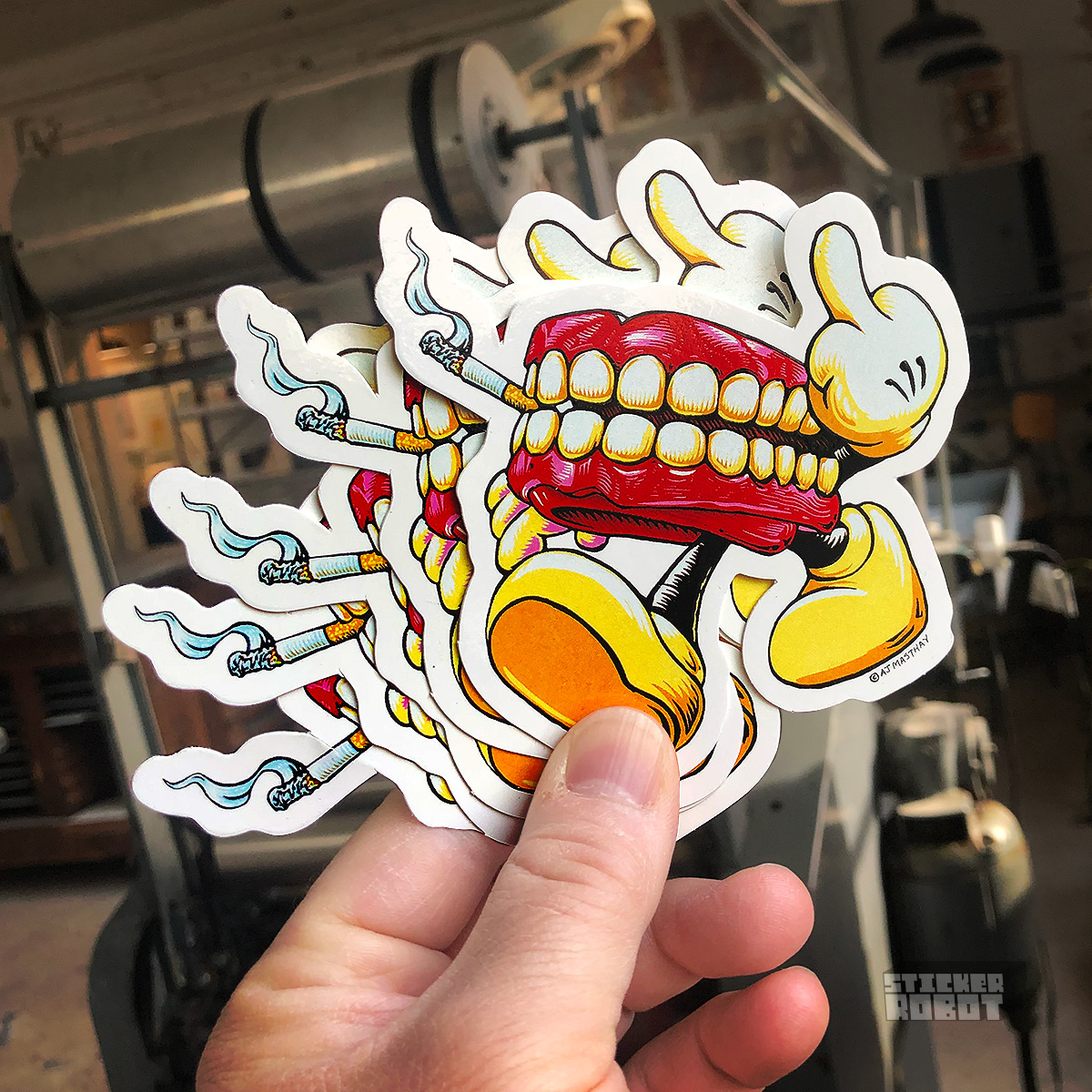 AJ Masthay Smoking Teeth Die Cut Stickers