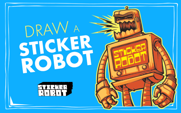 sticker robot mascot drawings